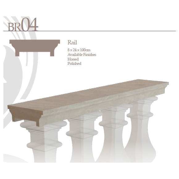 Balustrade Rail / Marble / 9.5"x39"x3" Natural Stone Balustrades 0